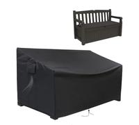 NiuLumea Funda resistente para caja de almacenamiento Oxford 420D para exteriores, con asas y ventilación, protector solar impermeable para banco de jardín, negro, 64 x 26 x 35 pulgadas