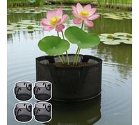NiuLumea Paquete de 4 cestas acuáticas para plantas con asas, bolsas de malla fina para plantas de estanque, nenúfares, flores de loto, raíz para protección de peces, cuadradas y redondas, color negro