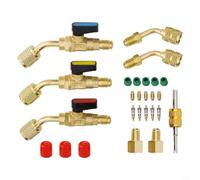 NiuLumea R410A para R134A R22 HVAC Kit de adaptador con válvulas de bola en ángulo de 45 grados, 14 SAE y para accesorios ACME Herramientas de mantenimiento de CA