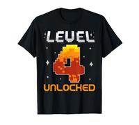 Nivel 4 Desbloqueado 4º Cumpleaños Cuatro Años Gamer Gaming Camiseta gráfica económica