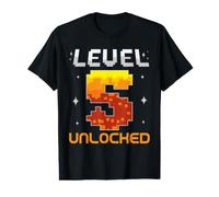 Nivel 5 Desbloqueado Quinto Cumpleaños Cinco Años Gamer Gaming Camiseta gráfica económica
