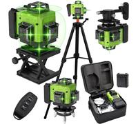Nivel láser 4D de 16 líneas, línea verde, autonivelante, 360, Horizontal y Vertical, nivel láser súper potente, nivel láser de haz verde Con soporte