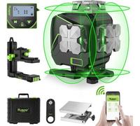 Nivel láser automático con 4 haces de 360° de color verde y pantalla LCD, para nivelación horizontal y vertical