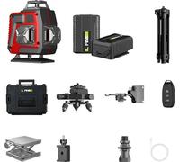 Nivel láser, autonivelación de 360°, para uso vertical y horizontal, con carcasa de plástico y soporte