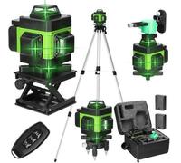 Nivel láser autonivelante - 16 líneas, 4D - Recargable por USB - Con trípode extensible
