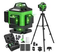 Nivel láser autonivelante 360° X 4, láseer de construcción 4D con 16 líneas láser, modo de pulso para exteriores, 2 baterías, autonivelación, soporte rotativo, control remoto (verde Con Tripode)