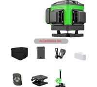 Nivel láser autonivelante, con cobertura de 360 grados, color verde, 12 líneas