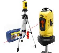 Nivel láser de líneas transversales autonivelante Wiltec, con trípode de 1,2 m, precisión de ±0,5 mm/m, láser rotatorio para la medición de ángulos y superficies, nivelador