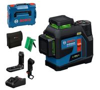 Bosch Professional Nivel láser GLL 12V-100-33 CG – 3 láseres verdes 360°, 100 m, IP65, con receptor