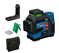 Nivel láser GLL 12V-100-33 CG de Bosch Professional (tres láseres verdes de 360°, 100 m de alcance (radio) con receptor, Levelling Remote, IP 65, LB 10, 4 x 1,5 V LR6 (AA), adaptador AA1, funda)