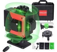 Nivel láser profesional de agua con nivelación automática 4D y control remoto, que proyecta cuatro líneas láser verdes de 360 grados para aplicaciones profesionales exclusivas