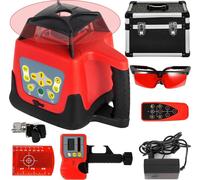 Nivel láser rotatorio, autonivelante, para medir, con haz de luz roja y receptor, control remoto y estuche de transporte