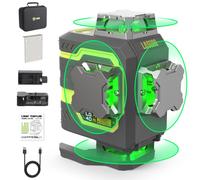 Nivel láser verde, 4 x 360°, autonivelante, con soporte magnético y conexión USB-C