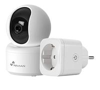 NIVIAN cámara Cámara de vigilancia Interior Domo 360º WiFi+Enchufe-2K-Audio bidireccional-Deteccion Humanos y Auto-Tracking-Apta para Interior-Compatible con Amazon Alexa y Google Home-App Tuya