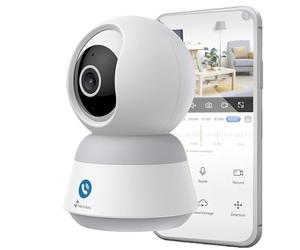 NIVIAN Cámara de Vigilancia Interior Domo 360°, WiFi 4MP Super HD, Detección Humana IA, Auto-Tracking, Audio Bidireccional, Compatible con Alexa y Google Home
