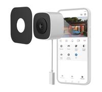 NIVIAN Cámara IP WiFi para Cristal Vigilancia Exterior 1080p Night Color | Detección IA Personas y Vehículos | Visión Nocturna a Color | Instalación Adhesiva Sin Taladros | Alexa y Google Home