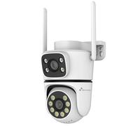 NIVIAN Cámara Vigilancia Exterior WiFi Dual 3MP SuperHD 2K con Doble Lente - Sin Ángulos Muertos, Seguimiento Automático IA, Audio Bidireccional, IP65, Control App Tuya (Blanca)