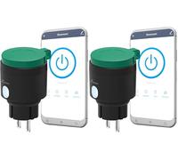 NIVIAN Enchufe Inteligente WiFi Exterior IP44, Control Remoto App Tuya, Medición de Consumo, Programación Horaria y Temporizador, Smart Home Jardín, Compatible con Alexa y Google, App Smartlife