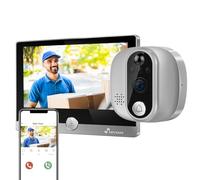NIVIAN Mirilla Digital WiFi - Cámara vídeo Full HD con Batería y Timbre, Audio Bidireccional, Detección PIR y Visión Nocturna | App y Control por Smartphone