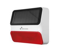 Nivian-Sirena inalámbrica con alimentación solar compatible con alarma Nivian-Apta exterior- Alerta lumínica y sonora de 100dB-Incluye batería de respaldo-Fácil instalación sin necesidad de cables
