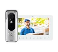 NIVIAN Videoportero 2 Hilos Analógico con Monitor 7” HQ Pantalla Interior con Audio Bidireccional | Placa Exterior IP65 Antivandálica con Visión Nocturna, Abrepuertas Eléctrico.
