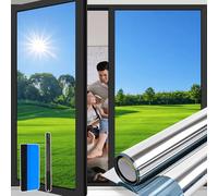 Niviy Vinilo Espejo para Ventanas 59.5x120cm Lámina Privacidad Ventana Unidireccional Anti UV Anti Calor Vinilos Ventana Privacidad para Hogar Oficina Tienda Plata