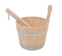 NIYANGLE Cubo de Sauna de Madera 5l Asa Resistente, Barril Beige | 1 Set, Agarre Cómodo y Gran Capacidad, para Sauna Interior y Baño de Vapor