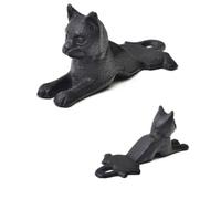 NIYANGLE Tope de Puerta de Metal Fundido Forma de Gato, Base Antideslizante y Resistente al Viento, Diseño Original para Uso Hogar Escuela