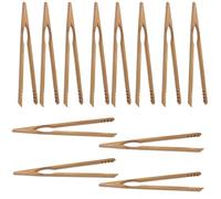NIYATA - 12 pinzas para parrilla de pan, pinzas de bambú de 17,8 cm, pinza de madera para tostadora, pinza de madera, ideal para tostadora, pan, fruta, encurtidos