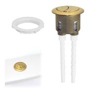 NIYATA Botón de descarga de inodoro de latón cepillado, doble descarga universal para agujero de cisterna de 38 a 42 mm, eje ajustable, montaje superior/frontal para inodoro de acoplamiento cerrado