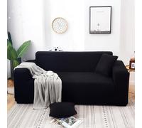 NJBTOOH - Funda elástica para sofá de 2 plazas (145-185 cm), color negro, suave, agradable al tacto, fácil de instalar