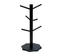 NJIEzhao Portavasos De áRbol Portavasos de bambú for bebidas, portavasos con forma árbol 6 ganchos for organizar tazas en la encimera cocina(Style 2-black)
