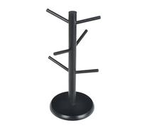 NJIEzhao Portavasos De áRbol Portavasos de bambú for bebidas, portavasos con forma árbol 6 ganchos for organizar tazas en la encimera cocina(Style 1-black)