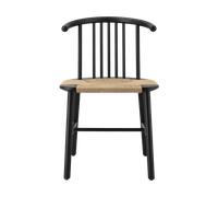 NJRD Silla de comedor VIOR asiento trenzado Roble lacado en negro-natural