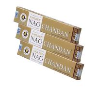 NKlaus 3 varillas de incienso Golden Nag Chandan de 45 g - Enrollado a mano con aroma clásico de sándalo - vegetal, tradicional y agradablemente cálido