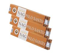 NKlaus 3X Golden Nag Palo Santo Varitas de Incienso 45g - Incienso Enrollado a Mano con Aroma Cálido de Madera Sagrada - Calidad Masala para Rituales y Meditación