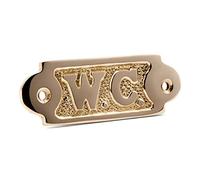 NKlaus Placa para puerta de inodoro (latón dorado, 8,5 x 3 cm, 1 unidad)