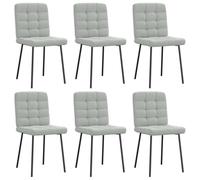 NLQMSU - Juego de 6 sillas de comedor de terciopelo gris claro con respaldo | Terciopelo suave, marco de metal y madera, espuma gruesa, uso salón o dormitorio, diseño moderno