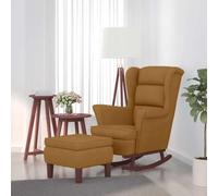 NLQMSU - Silla mecedora de terciopelo marrón, madera maciza | Con taburete otomano, reposabrazos cómodos, carga máxima 110 kg, para salón de lectura