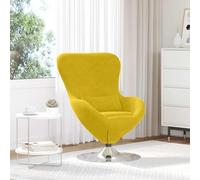 NLQMSU - Sillón de huevo amarillo terciopelo salón giratorio 360 diseño | Terciopelo suave, base giratoria 360°, líneas limpias, reposabrazos cómodos, mantenimiento fácil, estilo contemporáneo