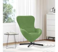 NLQMSU Sillón Huevo Terciopelo Verde Claro Giratorio 360 grados 63x73x90 cm | Respaldo curvado, reposabrazos inclinados, patas de acero negro, metal y madera agglomera, mantenimiento de succión
