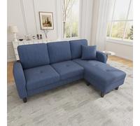 NNJN 166 x 118 x 77 cm - Sofá esquinero en forma de L con chaise longue - Sofá de 3 plazas de pana, patas de plástico, diseño modular, ideal para salones, apartamentos y oficinas