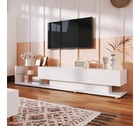 NNJN Mueble de TV, armarios bajos, muebles de salón de alto brillo, particiones de cristal, combina un estilo rústico natural con un diseño moderno. (Blanco), WF310715716