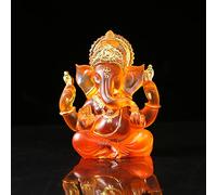 NNYCC Ganesha Figura ídolo 14cm Resina Cristal Decoración Elefante Hindú Dios Señor Buda Ganesha Regalo decoración,Naranja