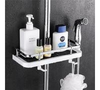 No Hay Perforación de Ducha Estante Caddy para Riel de Ducha Baño Rack Organizador Titular de Champú Fit 23-24mm Carril-White