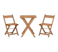 No Name Set de madera de acacia FSC con mesa cuadrada y 2 sillas plegables