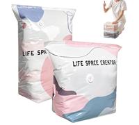 No-Pump 3d Vacuum Storage Bags 3-Sec Fast Compression, No-Pump Large Vacuum Storage Compression Bags, Press & Seal No Pump Needed, Reusable Vacuum Pack Bags for Clothes Duvet Travel And Home (2PCS-AB)