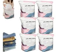 No Pump 3D Vacuum Storage Bags, Extra Large Vacuum Storage Bags for Clothes & Duvets, Press & Seal Roll-Up Compression Bags for Travel, Thickened Reusable Space Saver Bags (L:100x80x30cm,6PCS)