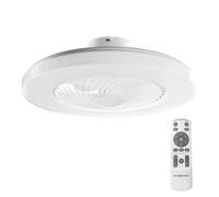 Noaton 12058W Triton, Blanco, Ventilador de techo con luz, Mando a distancia, Atenuación LED, 3 temperaturas de color ajustables, Temporizador, Flujo de aire hasta 60 m3/min (Diámetro 58cm)