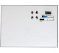 Nobo 1903777 - Pizarra Magnética con Marco de Aluminio de 585x430 mm (Incluye 2 Rotuladores, 4 Imanes, Almohadillas Adhesivas y 1 Borrador) + Pack de 6 Mini Rotuladores Para Pizarra, Colores Surtidos